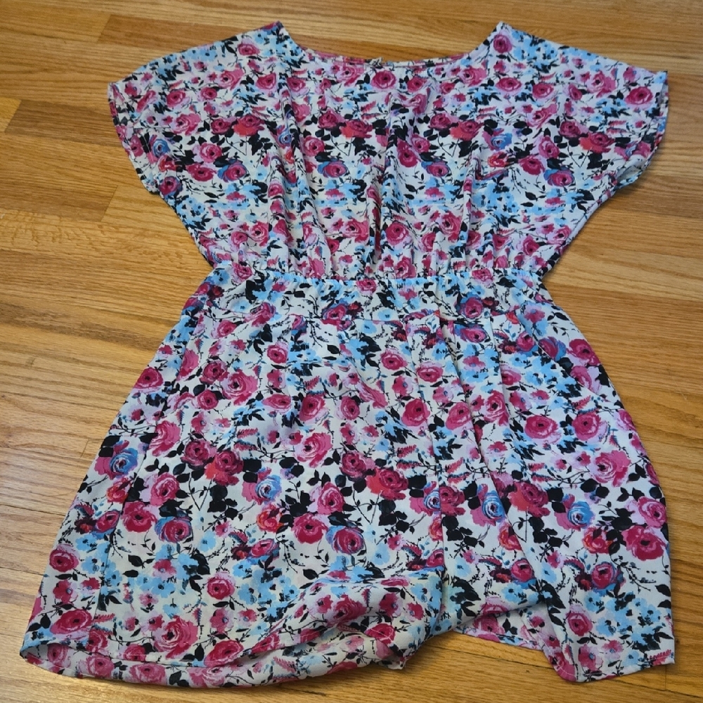 Intro. Pink and Blue Floral Casual Dress